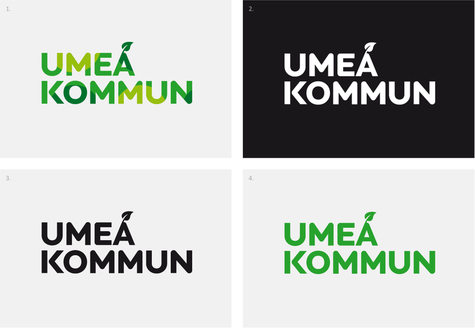 Fyra varianter av logotypen